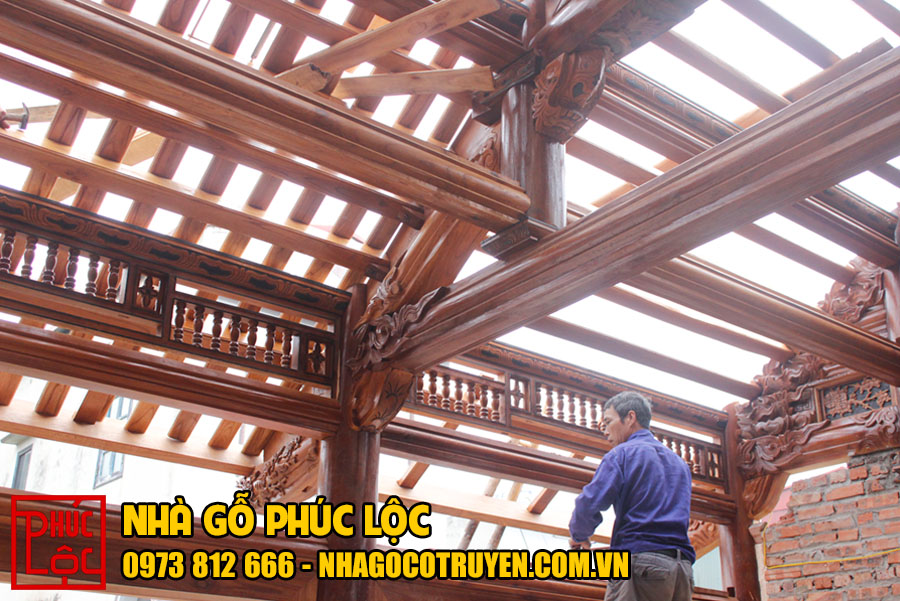 Thi công nhà gỗ Lim 3 gian tại Gia Lâm Hà Nội