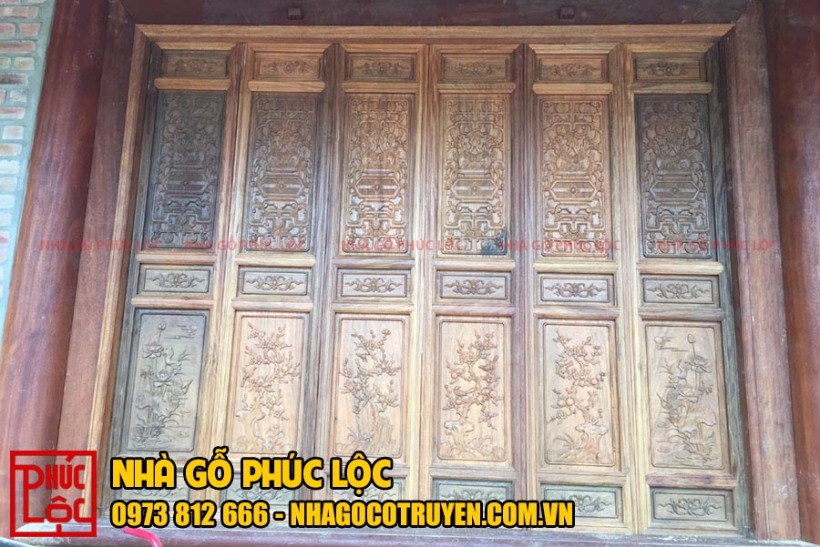Cửa bức bàn nhà gỗ Lim 5 gian đẹp ở Tuyên Quang