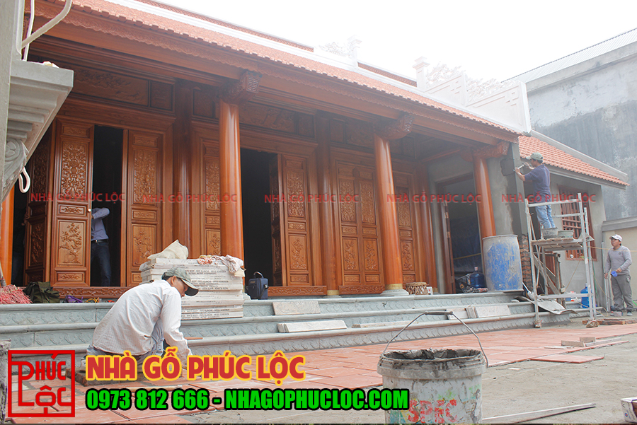 Ngắm nhìn công trình nhà gỗ Gõ Đỏ 3 gian ở Hiệp Hòa – Bắc Giang