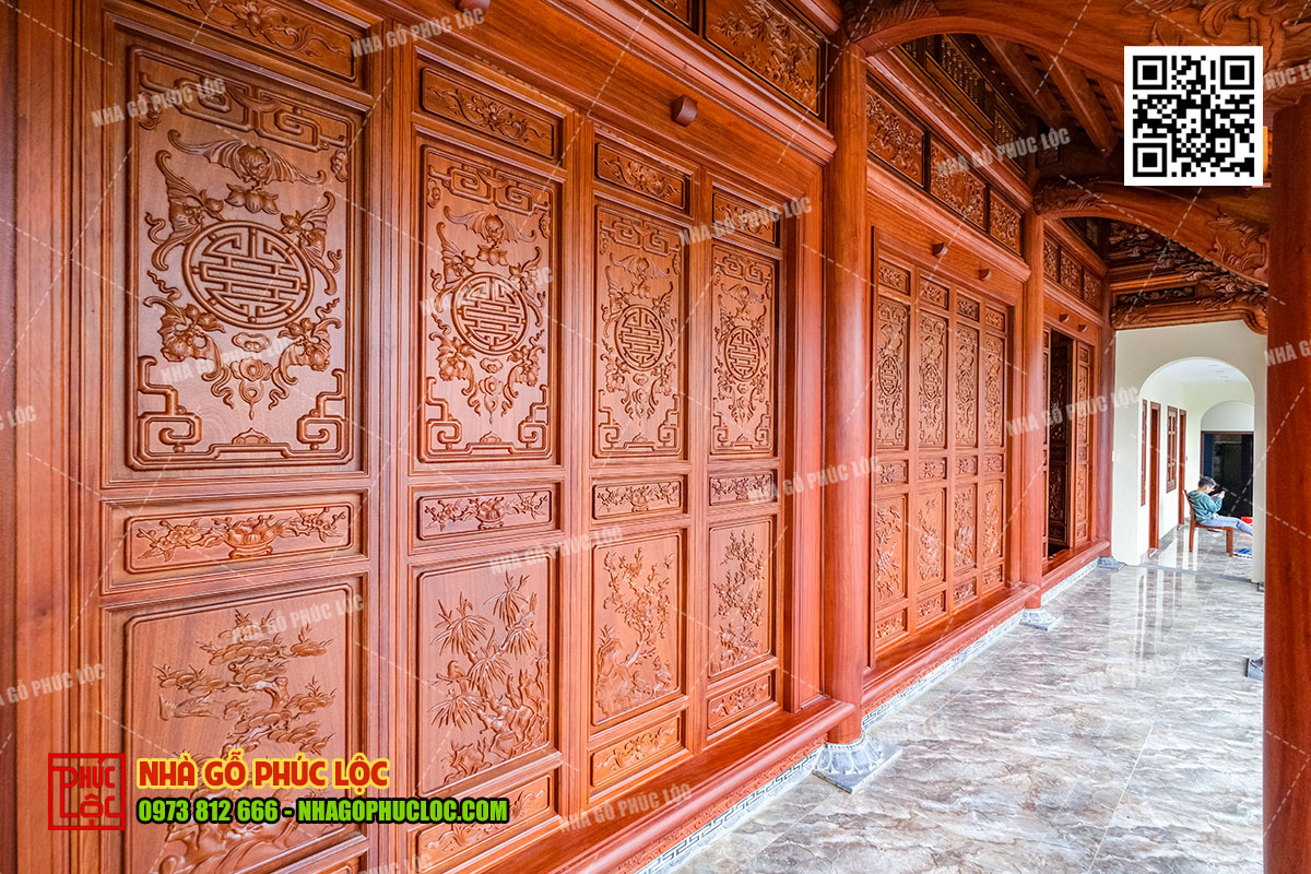 Họa tiết hoa văn cổ Việt Nam trong nhà gỗ 